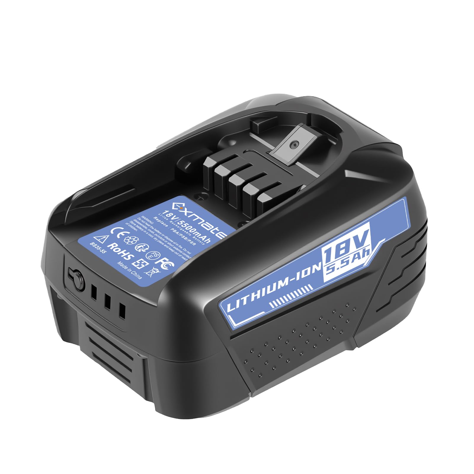 Exmate Batería de Repuesto para Bosch PBA PSB PSR (18 V, 5500 mAh, 18 V, Gardena, 18 VSystem, PSB 18 LI, PST 18 LI, UNEO MAXXH, Uneo Maxx, 1600A005B0 2607335040 2607336039 2607336039 26073339) 6040