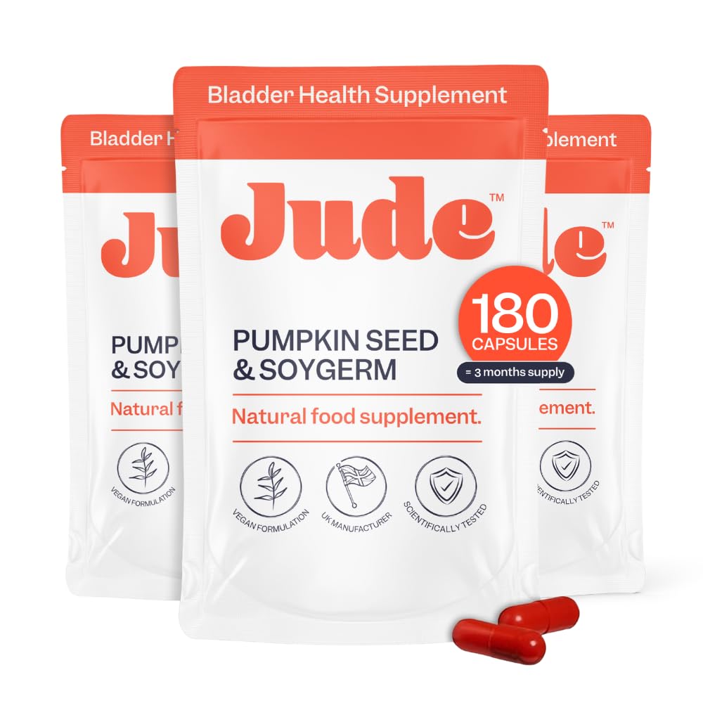 Jude Bladder Health Supplement for Women | Pumpkin Seed Extract & Soy Germ | Science-Backed Urinary Wellness | As Seen on Dragons’ Den | Vegan & Gluten Free | 180 Capsules