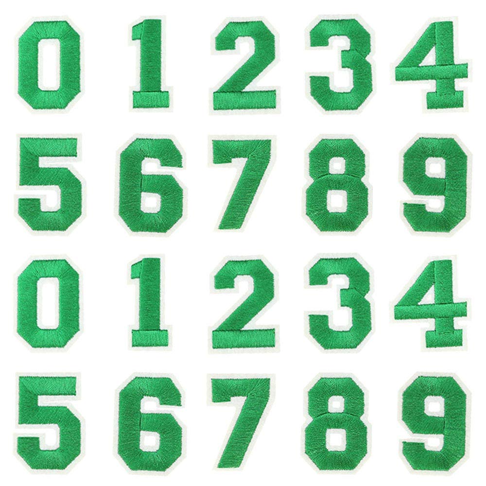 2 Sets Number Patches Set Number Appliques 0-9 Iron On Stickers Sew On Decals Iron On Numbers for Jerseys Varsity Jacket Fabric Embroidered DIY Decorations Craft Project Accessories 2.0 Inch(Green)