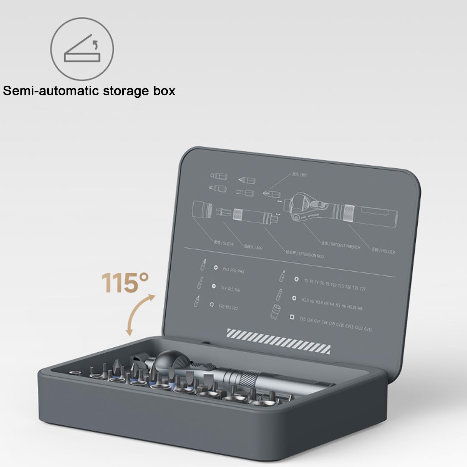 Juego De Herramientas De Trinquete Destornillador De Trinquete Con Rotación | Kit Completo Multifuncional Con 40 Brocas De Precisión Para Reparación De Coches Mecánica Y En Hogar