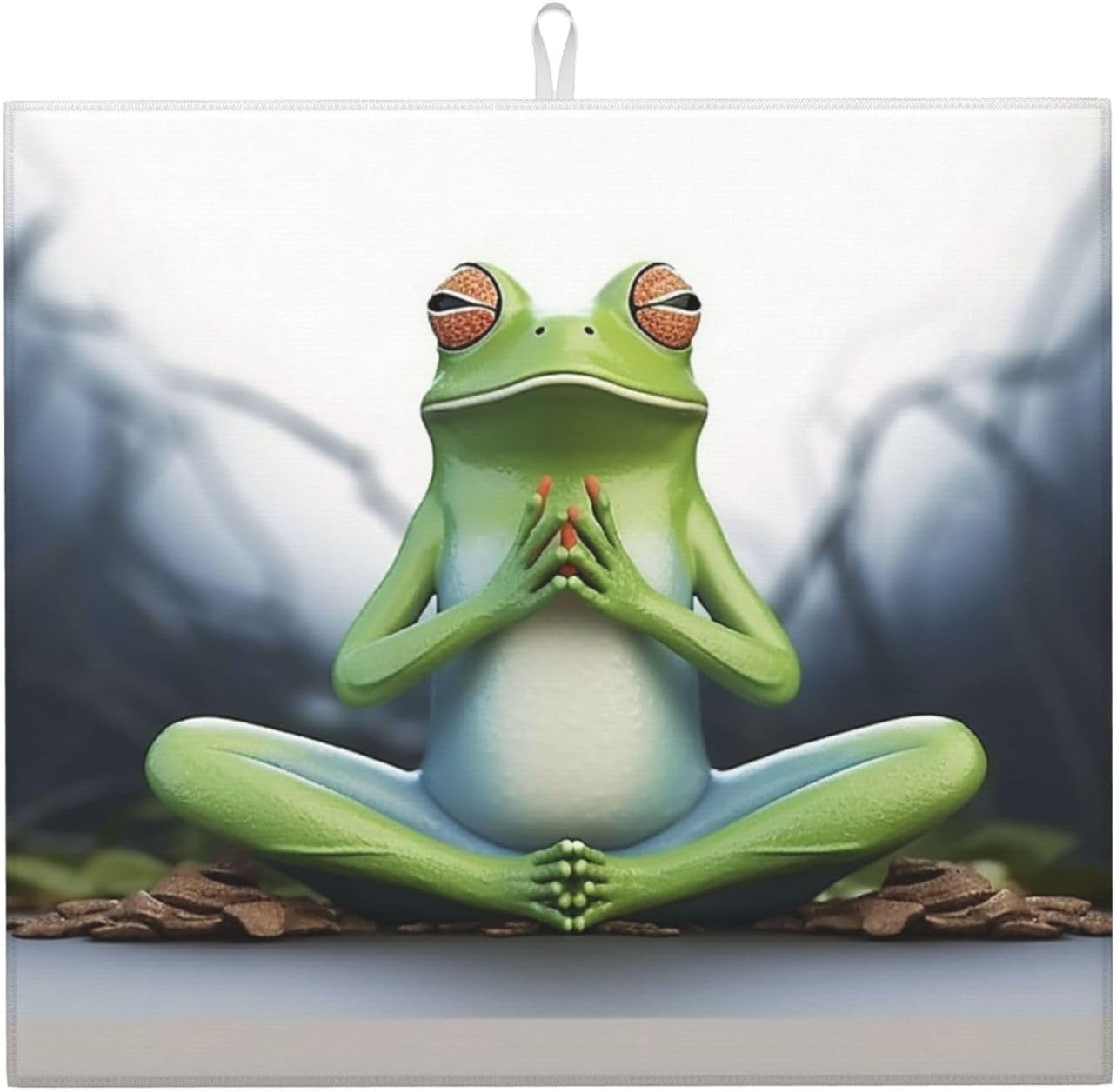 Dish Drying Mat for Kitchen Counter Super Absorbent Microfiber Kitchen Counter Mat Large Drainer Mats Funny Yoga Frog Coffee Bar Mat for Countertops Dish Drying Pad 18″x 16″