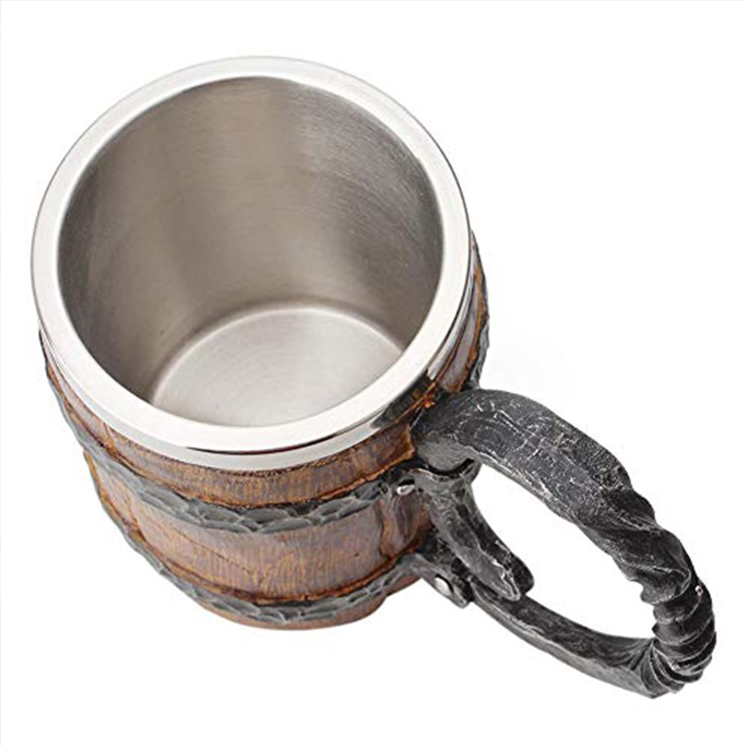 Boccale da birra vichingo da 550 ml | Bicchiere da whisky in acciaio inox | Tazza vichinga medievale | Boccale di birra a forma di botte in legno per decorazioni per la