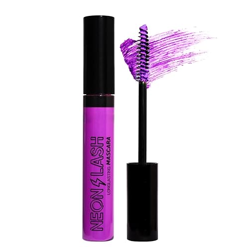 GL-Turelifes Máscara de pestañas con brillo UV, máscara fluorescente de color arcoíris, rímel colorido neón, impermeable, extensiones de pestañas