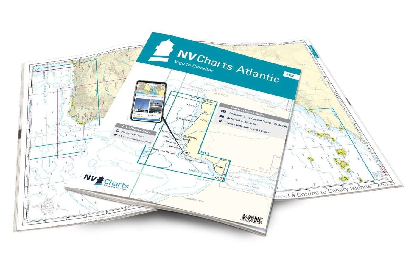 NV Atlas Atlantic Vigo to Gibraltar Carte de mer Atlantik Papier et Digital NV Verlag