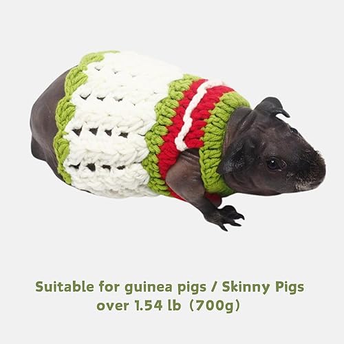 Guinea Pig Sweater - Hand Knitted Wool Yarn Sweater for Hairless Skinny Pig Winter Warm Vest Small Animal Clothes Halloween Costume Christmas Outfit for Bunny Kitten Puppy Chihuahua