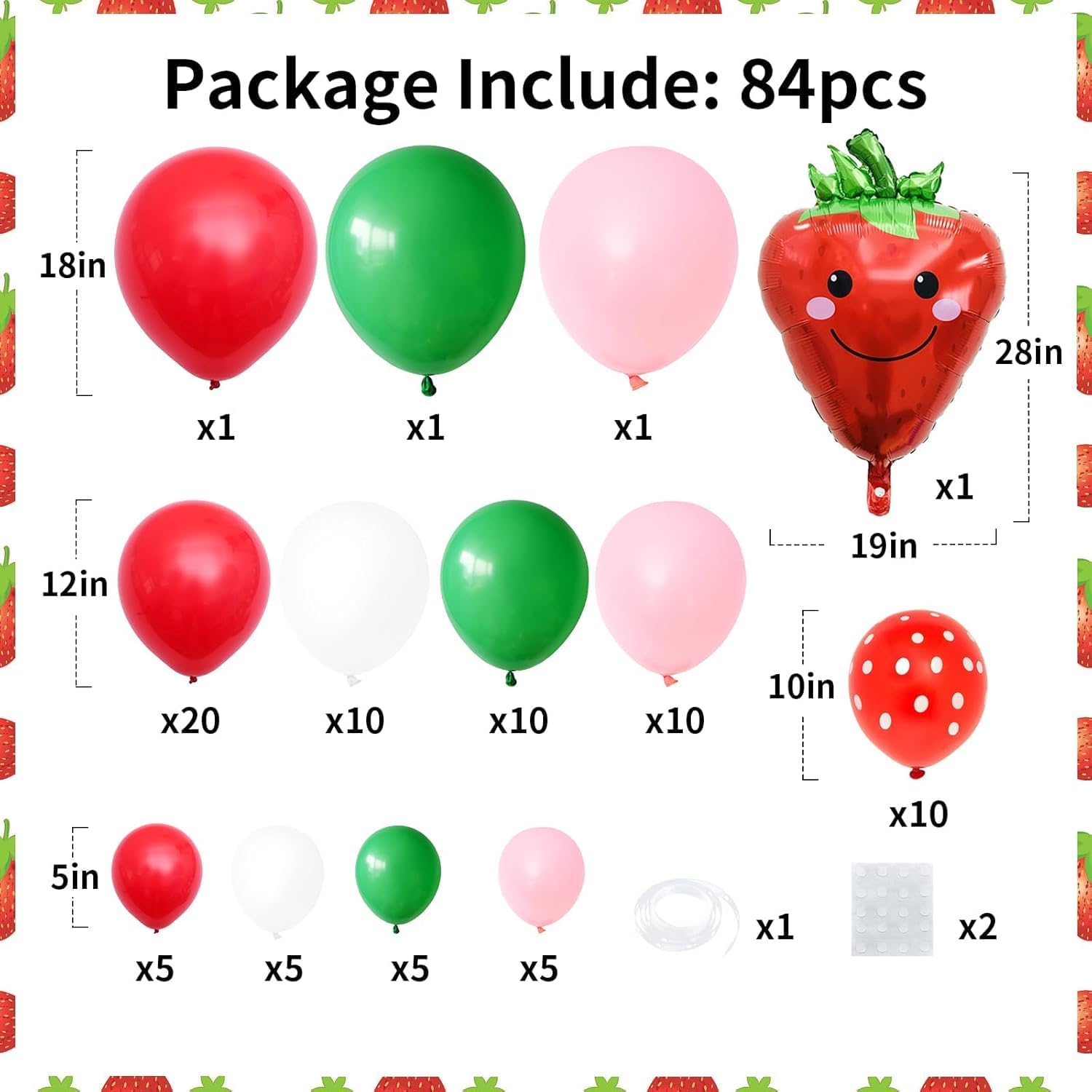 Aster Lot De 15 Ballons En Aluminium Motif Fraises Pour Fête