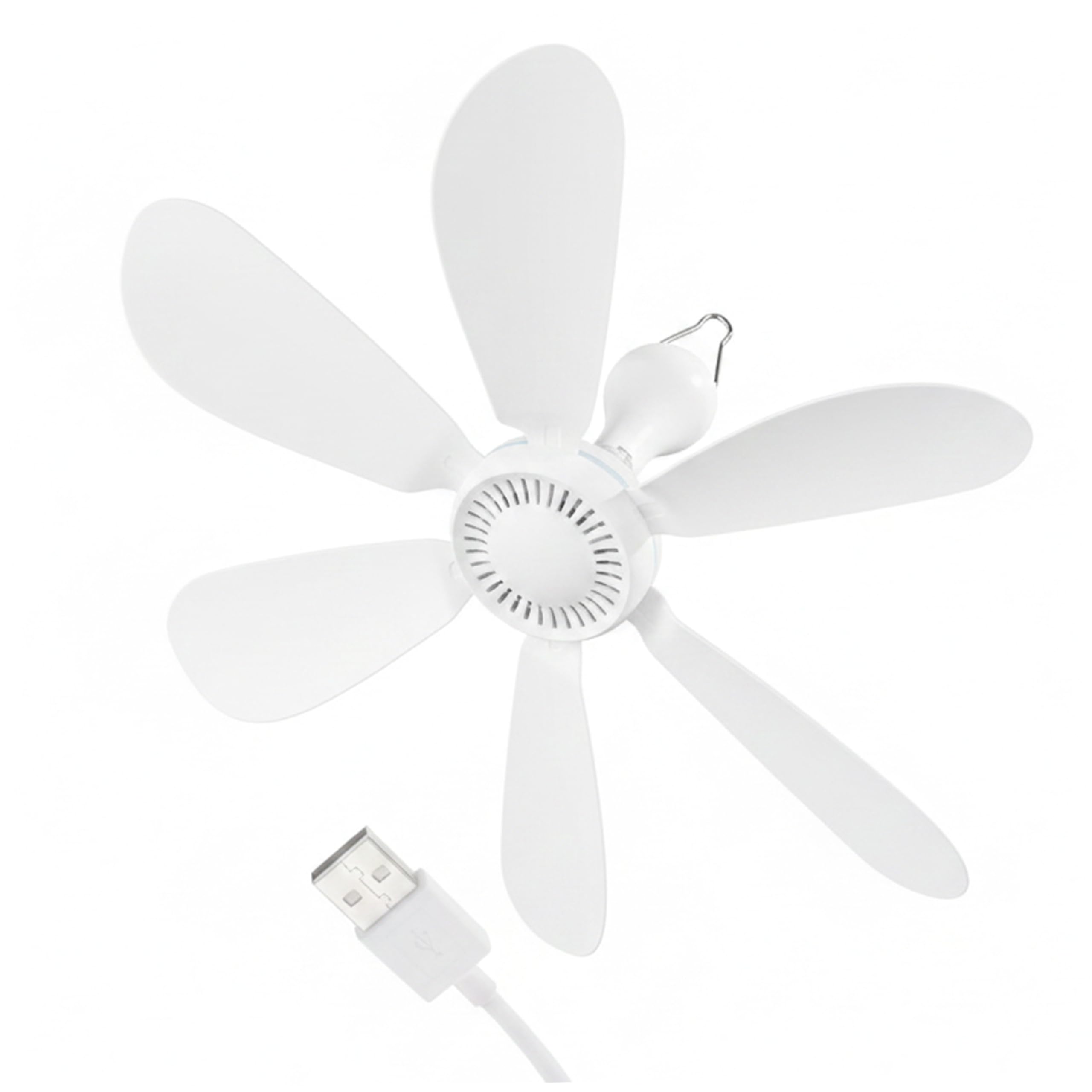 Whyzsjnclg USB Ceiling Fan Portable with 2m Extension Cord for Dorm Tent Bedroom, 4-Speed Adjustable Quiet