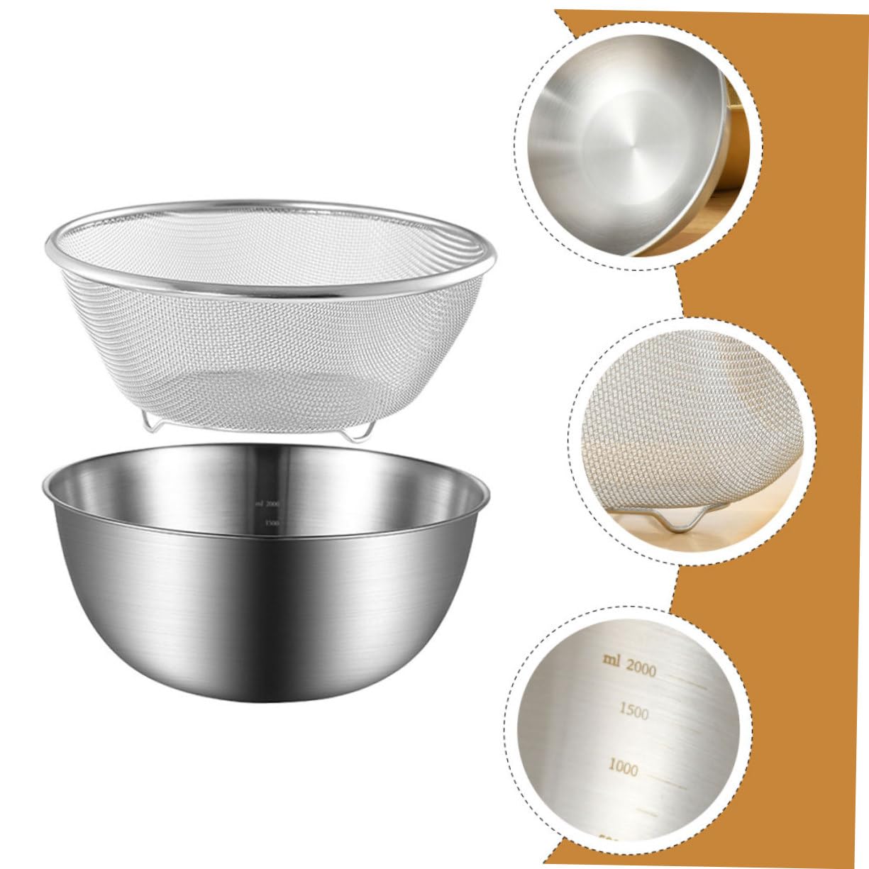 Genérico Colador De Arroz y Escurridor De Cocina 2 Piezas 22 Cm Acero Inoxidable Diseño Poroso Adecuado Para Lavar Compatible Microondas Fácil De Usar