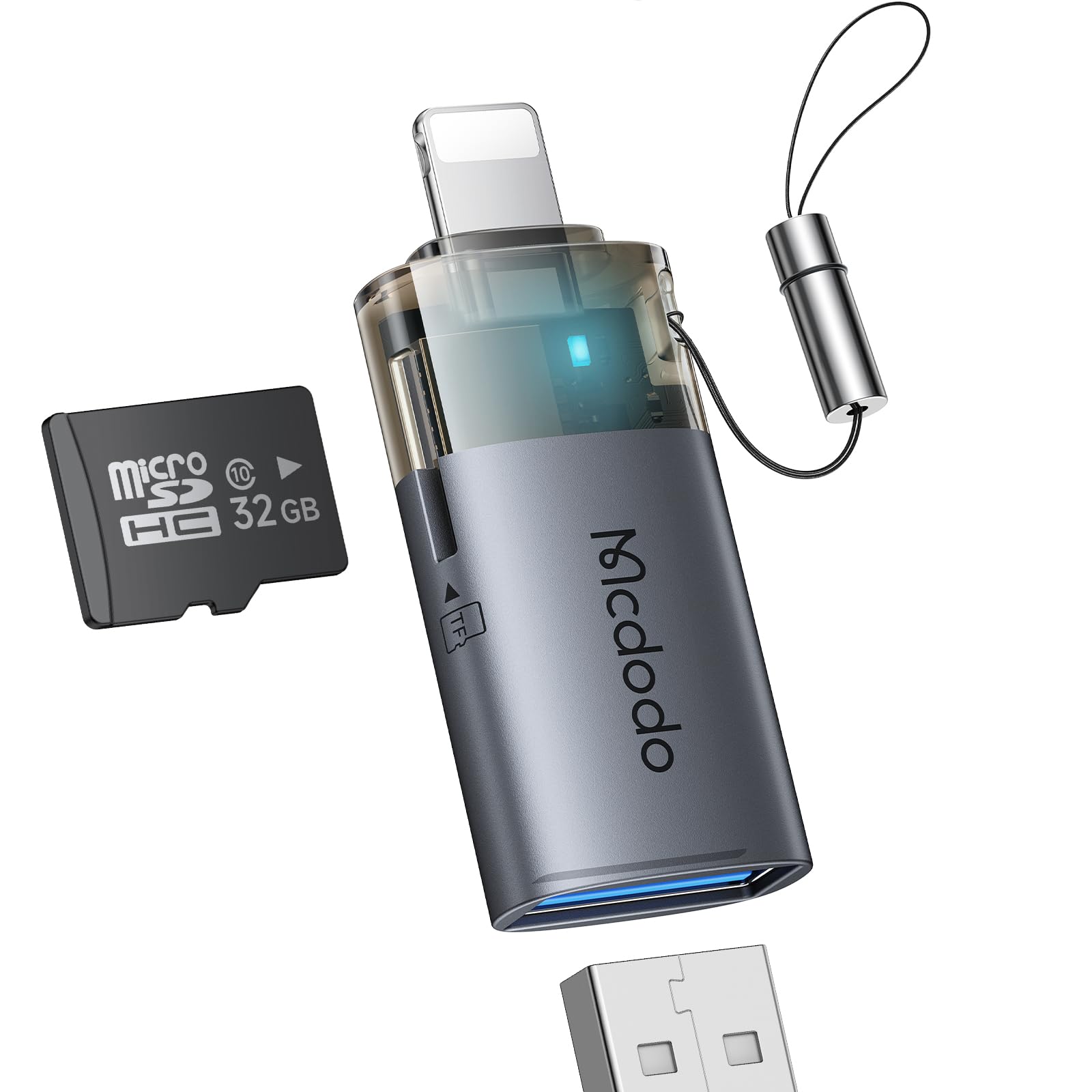 Mcdodo USB to Lightning Adapter with Micro SD Card Slot,TF Card Reader USB 3.0 OTG Adapter Support Camera Mouse Keyboard Connect U Disk,Fit iPhone 14 13 12 11 iPad Air Pro Mini-image-28