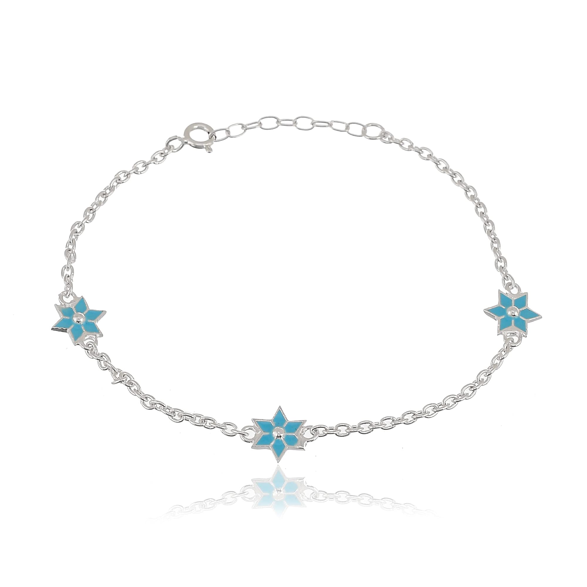 NEMICHAND JEWELS Sterling Silver Enamel Star 925 Pure Silver Bracelet for Women (Adjustable) (Blue) (B09PNS9FPH) Amazon Price History, Amazon Price Tracker
