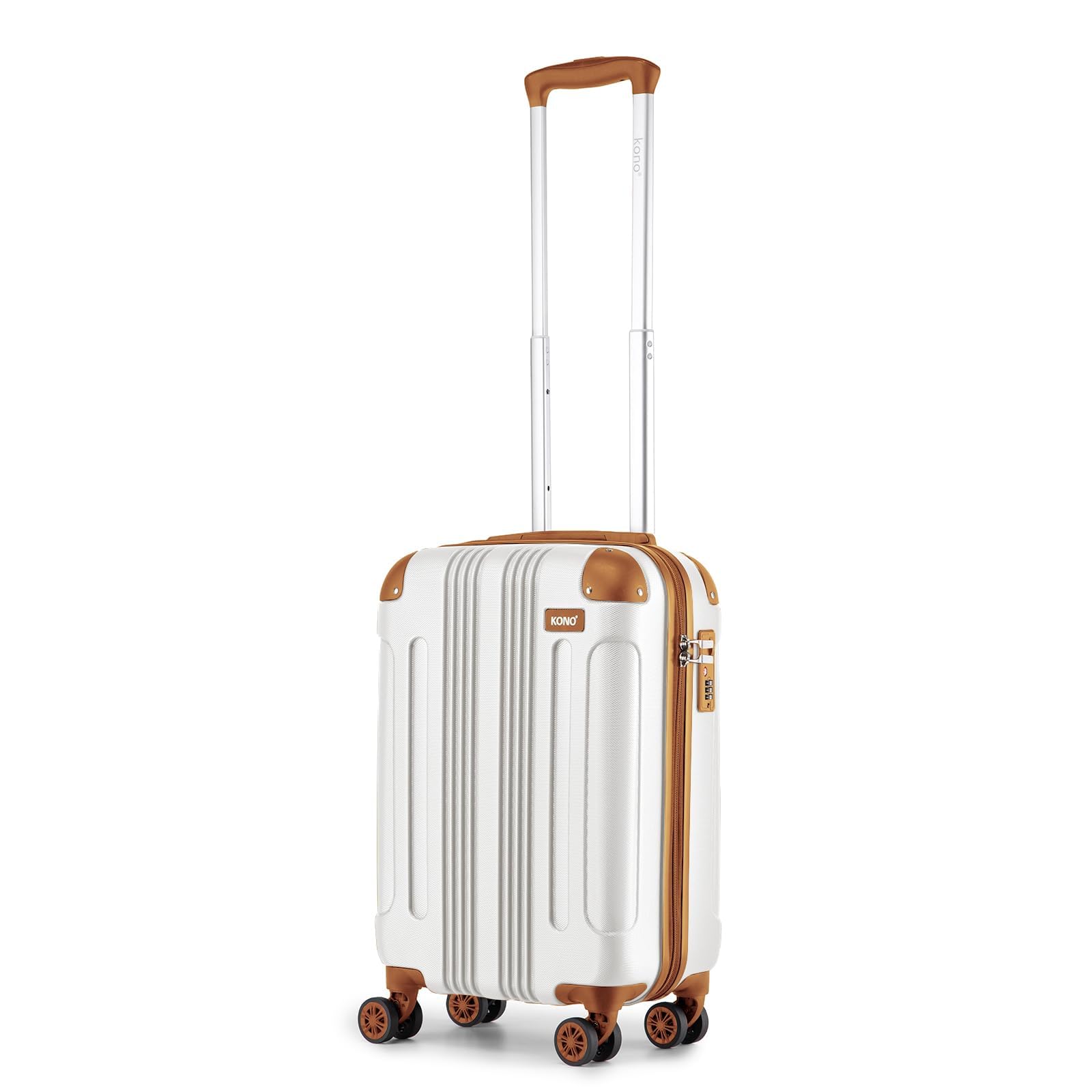 Kono 55x35x20cm Boarding Case Hard Shell ABS Travel Trolley Cabin Hand Luggage Suitcases 33L (Cream White)