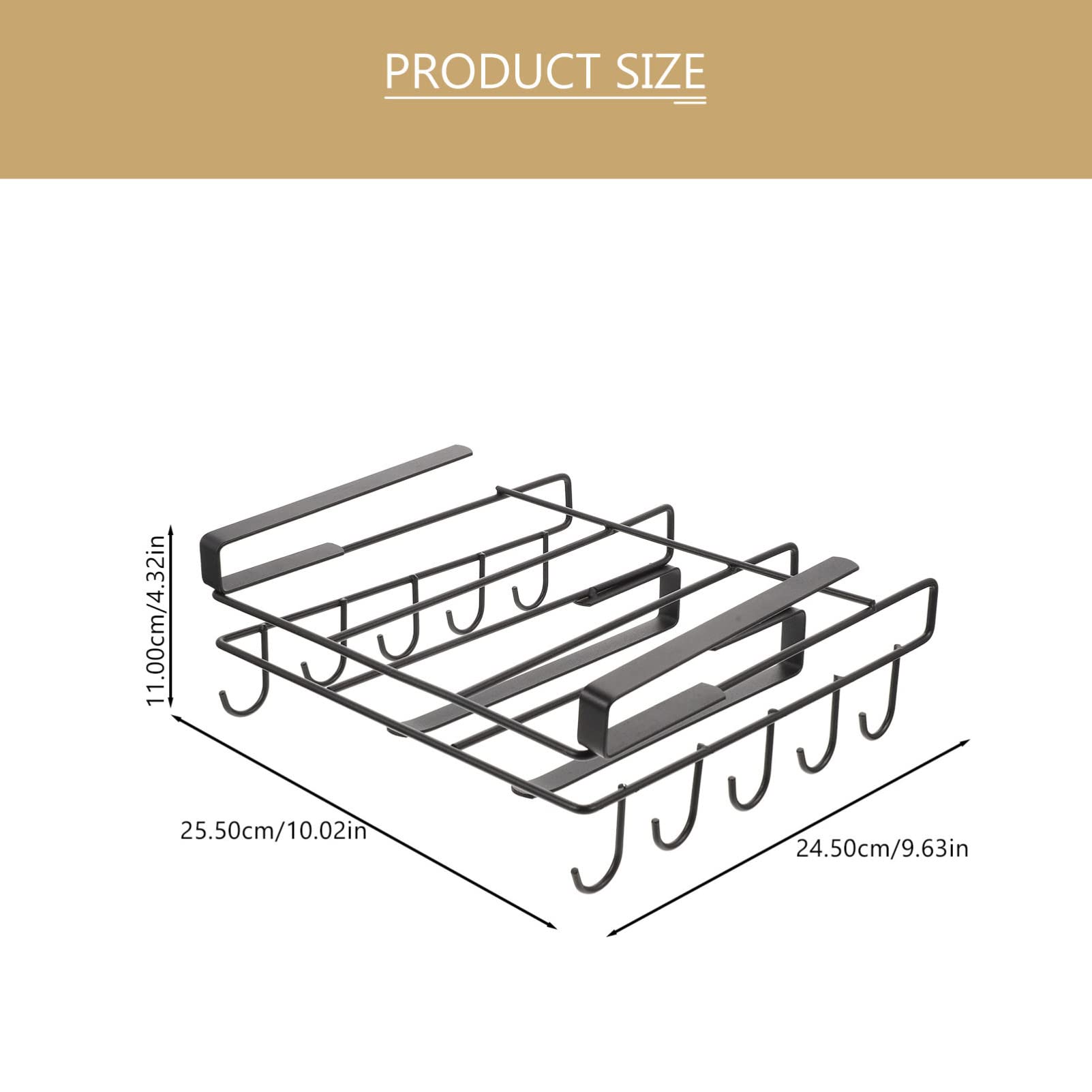 COLLBATH Organizzatore da Cucina Sospeso Nero in Acciaio al Carbonio Fondo Antiscivolo e Design Semplice, Portapentole e Porta Tazze per Cucina