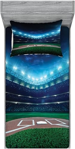 Miniatura 19 de Ambesonne Juego de sábanas bajeras y fundas de almohada, dibujos de aviones antiguos, vuelos clásicos con fechas, estilo vintage, diseño nostálgico,