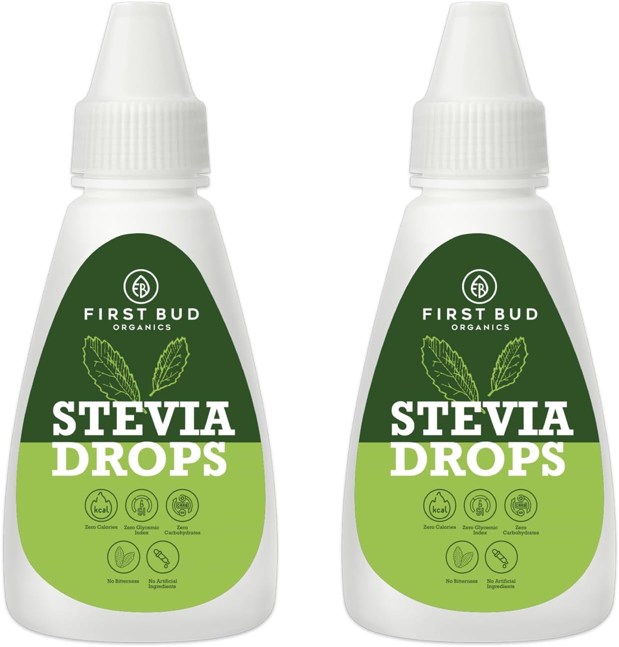 First Bud Organics Pure Stevia Drops - 20ml x 2 | Zero Calorie, Natural Sweetener, Non-GMO & Sugar-Free Stevia Drops | Sugar Substitute For 400 Serving, Low Glycemic index & Promote Oral Health