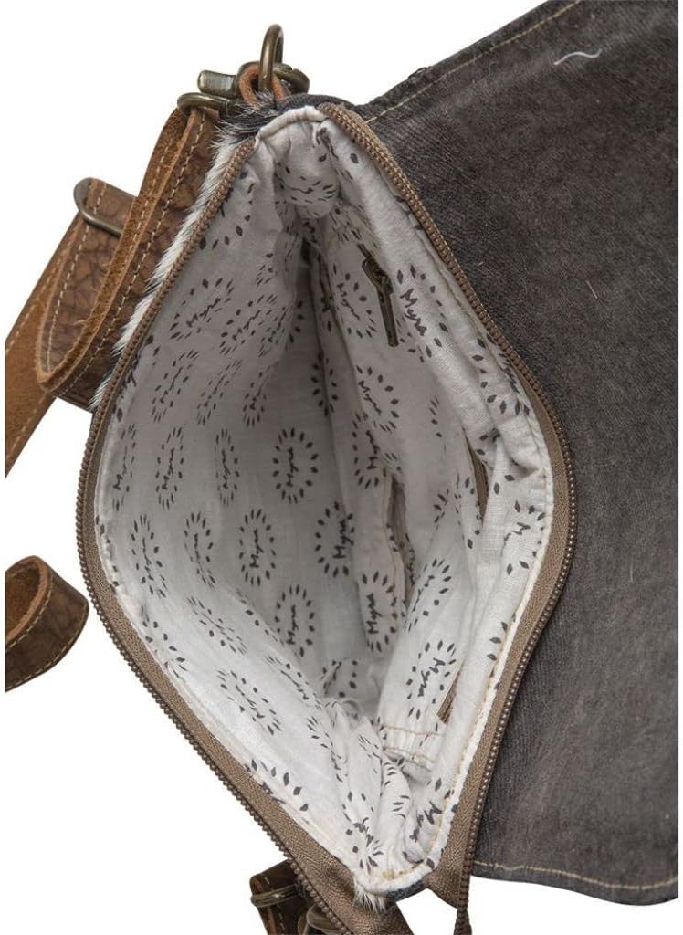 Myra Bag Cow Print Purses for Women - Canvas and Hairon Bag with Leather Shoulder Strap, Western Style Women's Purses