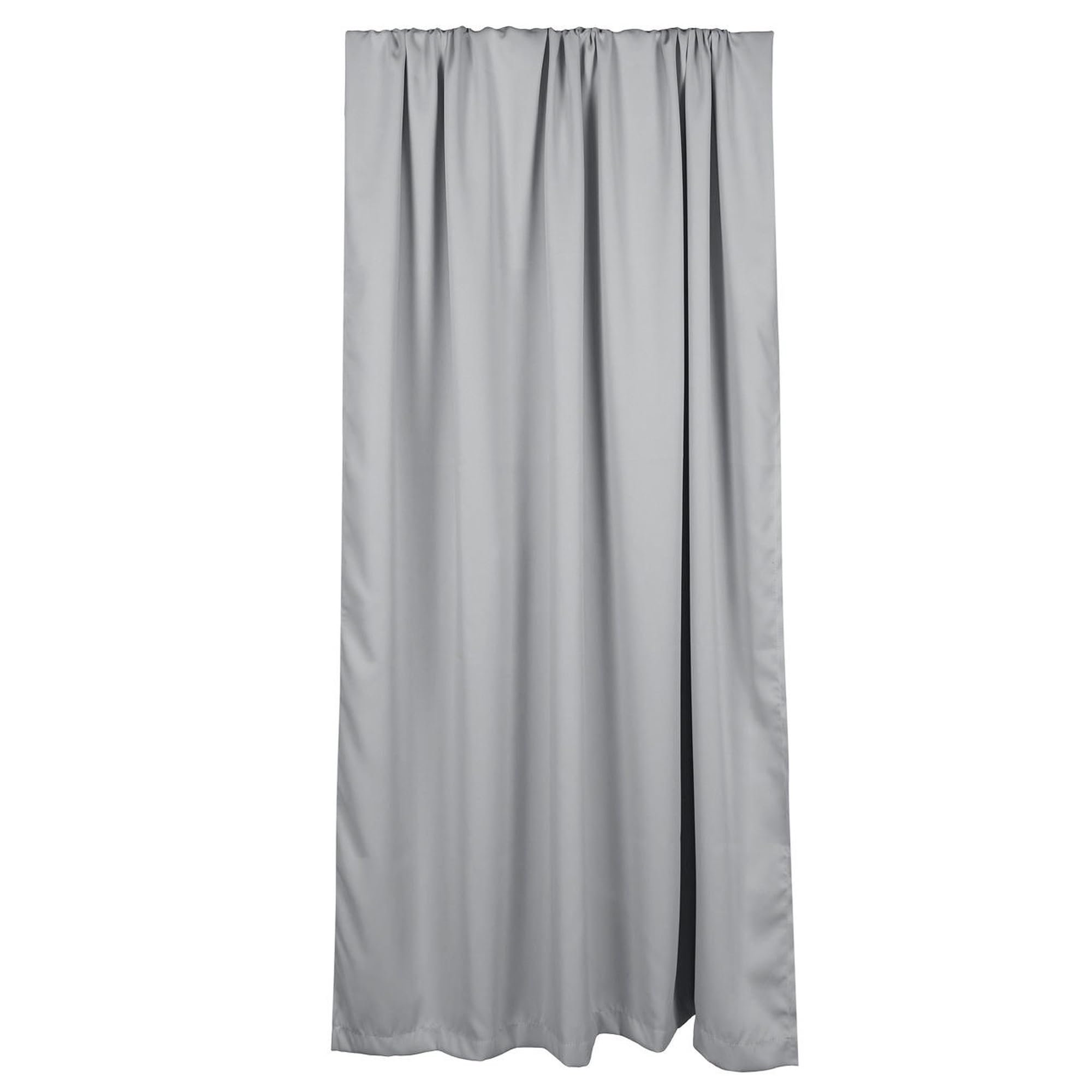 Rideau haut de gamme 140x250 gris clair en 2 pièces au drapé lourd et finitions soignées