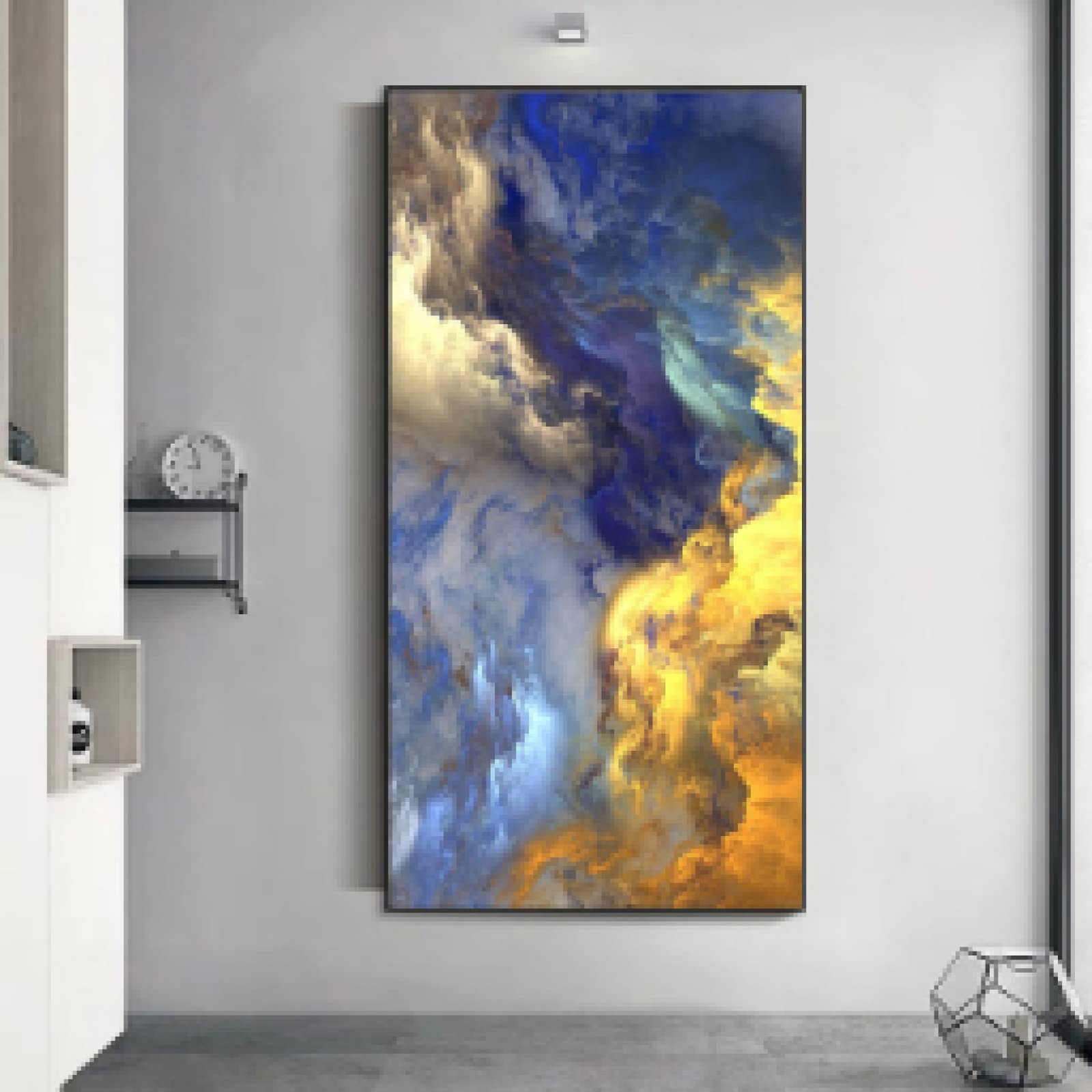 Amazon｜金と青の雲キャンバス絵画ファンタジー抽象的なポスターと