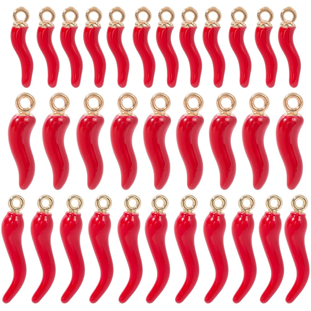 Breloques de poivron rouge SUNNYCLUE en émail et métal pour la création de bijoux DIY