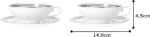 Miniatura 8 de Noritake P58043A4409 - Taza de té y platillo (juego de pares) 6.1 onzas líquidas (180 cc) con cincel de flores para 2 invitados, porcelana de hueso