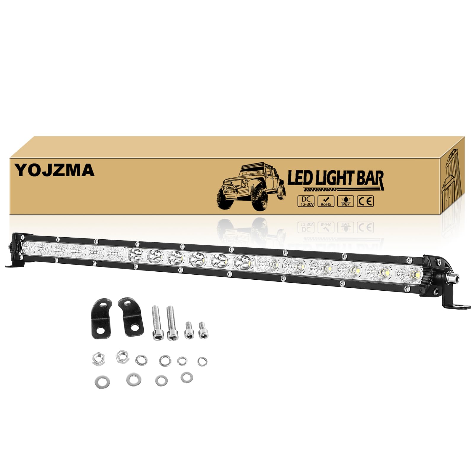 1 x 20-calowa cienka listwa LED, 90 W, 9000 lm, reflektor kombi, flood/przeciwmgielny pojedynczy rząd do offroad/pracy, wodoodporny IP67 do 4x4, łodzi, SUV-ów, ATV, UTV
