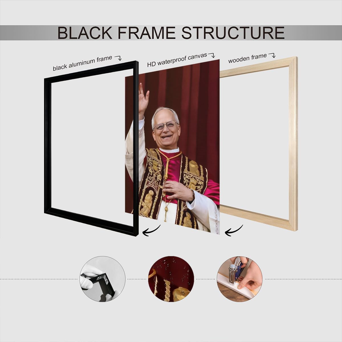 foefvpeft Pope Francis Waving Canvas Wall Art, Catholic Religious Picture Poster, Pope Leo Xiv Print Painting for Church Prayer Room, Christian Home Wall Decor 16x24in Wrapped Canvas (Made In USA)