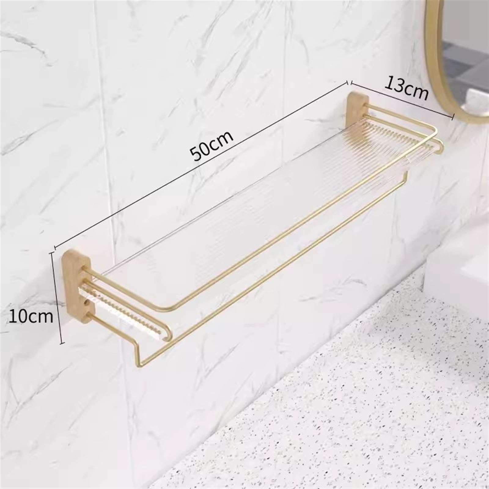 Estanteria Ducha Estantes de almacenamiento for baño, estante de ducha de acrílico desmontable con barra for toallas, estante de baño de acrílico flotante sin taladros con barandilla de acero inoxidab