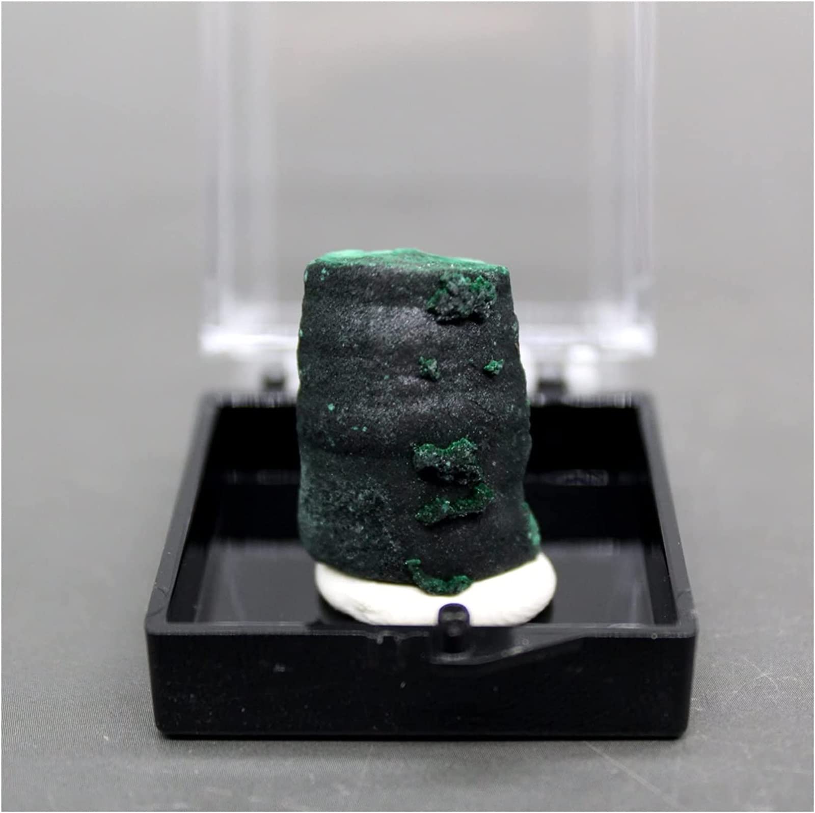Cristales curativos de malachita original muestra mineral con caja expositora para meditación
