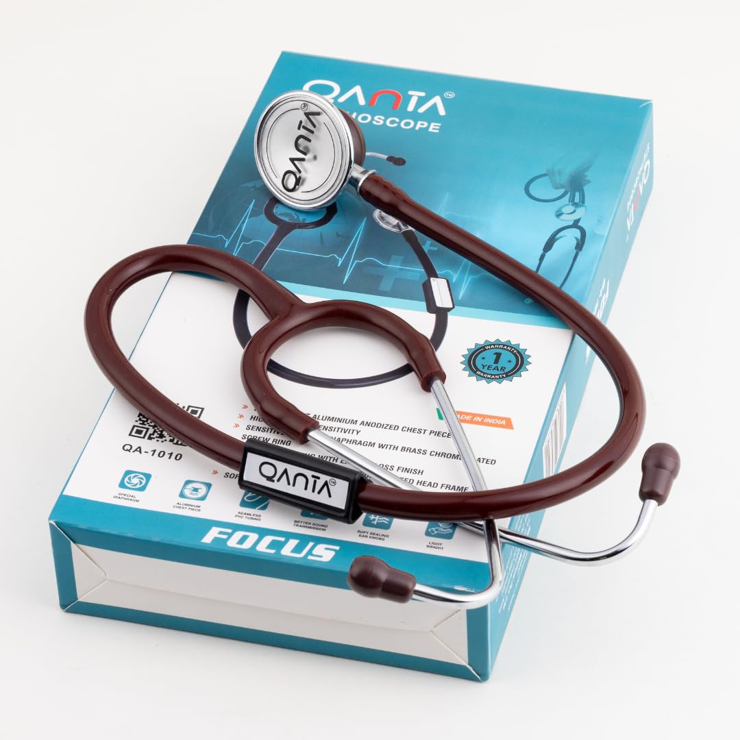Stethoscope Focus | Dual Head for Doctors and Medical Students | Light Weight Aluminium Chest Piece (Brown)-picture-56