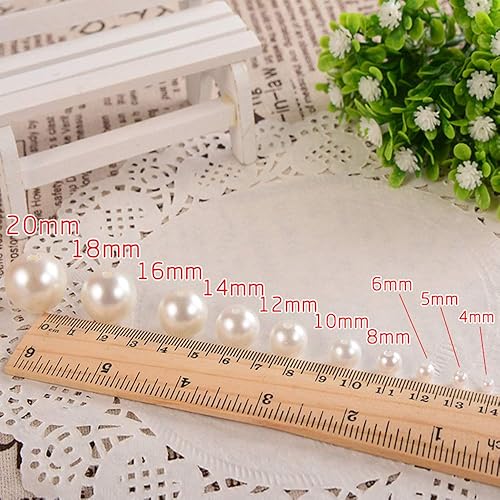 Miniatura 2 de 10pcs 0.787in Agujeros Rectos Beige Redondo Acrílico Coser Perlas Separador Perlas Imitación Perlas ABS Perlas Joyas Hallazgos DIY (0.787in x 10