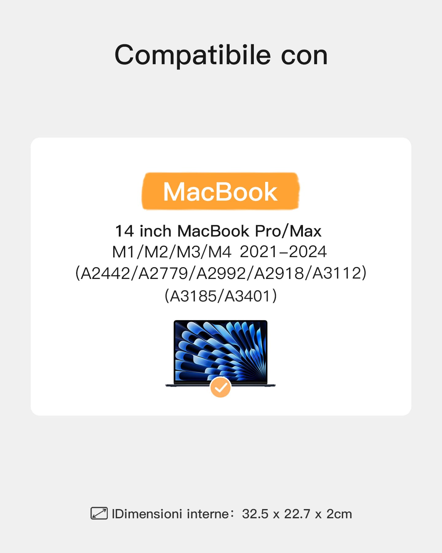 Inateck Custodia per Laptop con Protezione a 360°, Compatibile con 14 Pollici MacBook Pro M5/M4/M3/M2/M1 Pro/Max A3434 A3401 A3185 A3112 A2992 A2918 A2779 A2442 2025-2021