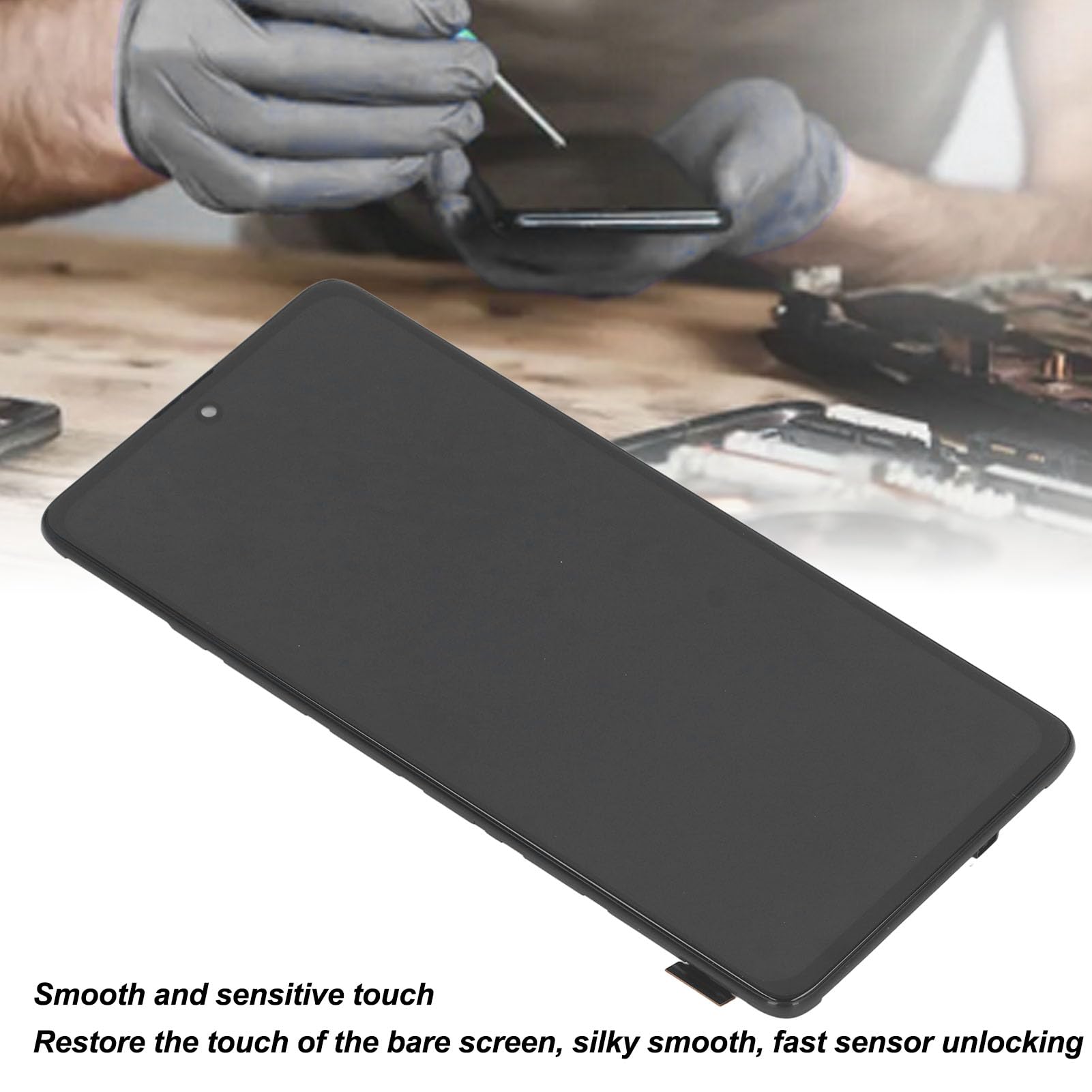 Gugxiom Reemplazo de Pantalla OLED para A71, Pantalla Táctil LCD AMOLED para A71 A715, Kits de Reparación de Ensamblaje de Digitalizador con Huella Digital, Probado Antes