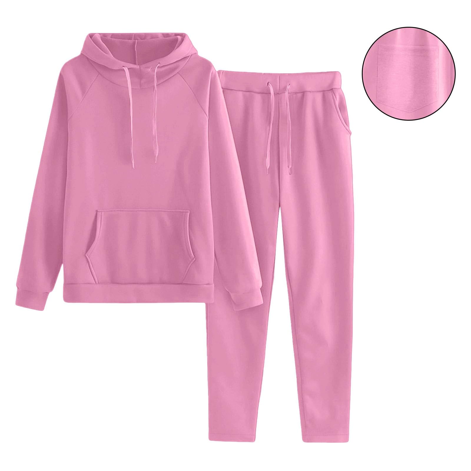 Chándal para mujer, conjunto holgado con bolsillos con cordón, dos piezas