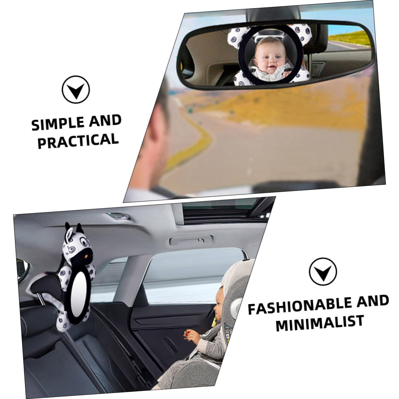UPKOCH Lot De 3 Rétroviseurs De Sécurité Pour Bébé Pour Siège Arrière Pour Voiture En Tissu Noir