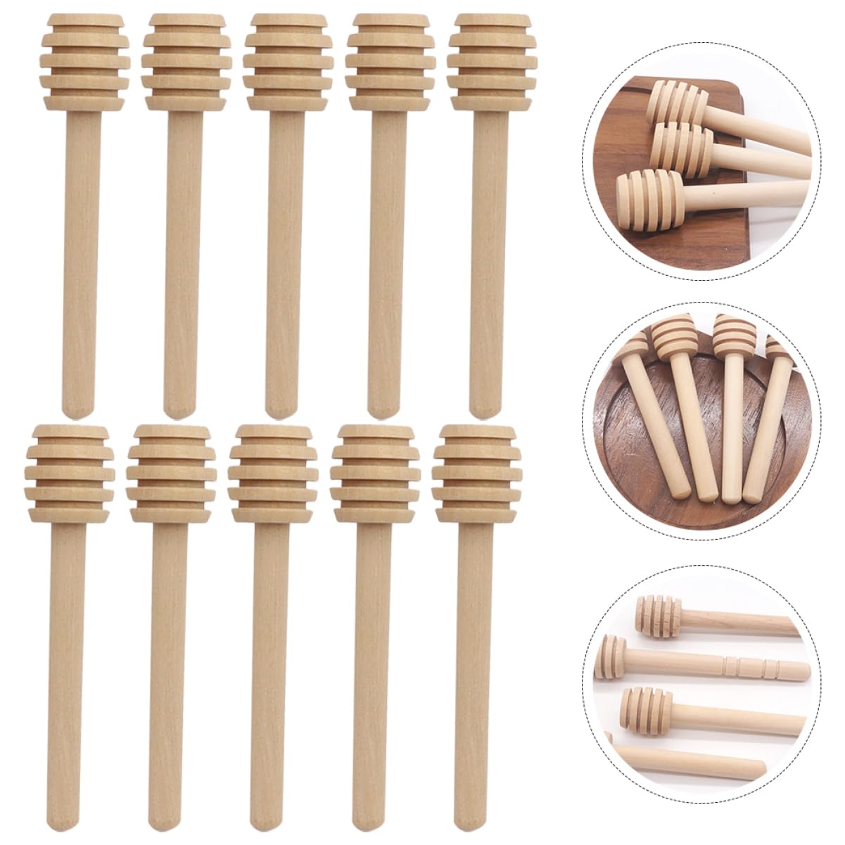 PRETYZOOM 30 Pcs Wooden Honey Stick Coffee Stirrer Sticks Coffee Syrups Honey Dispenser Stick Honey Stirrer Cocktail Stir Sticks Jam Stir Accessory Long Handle Honey Spoon re-usable