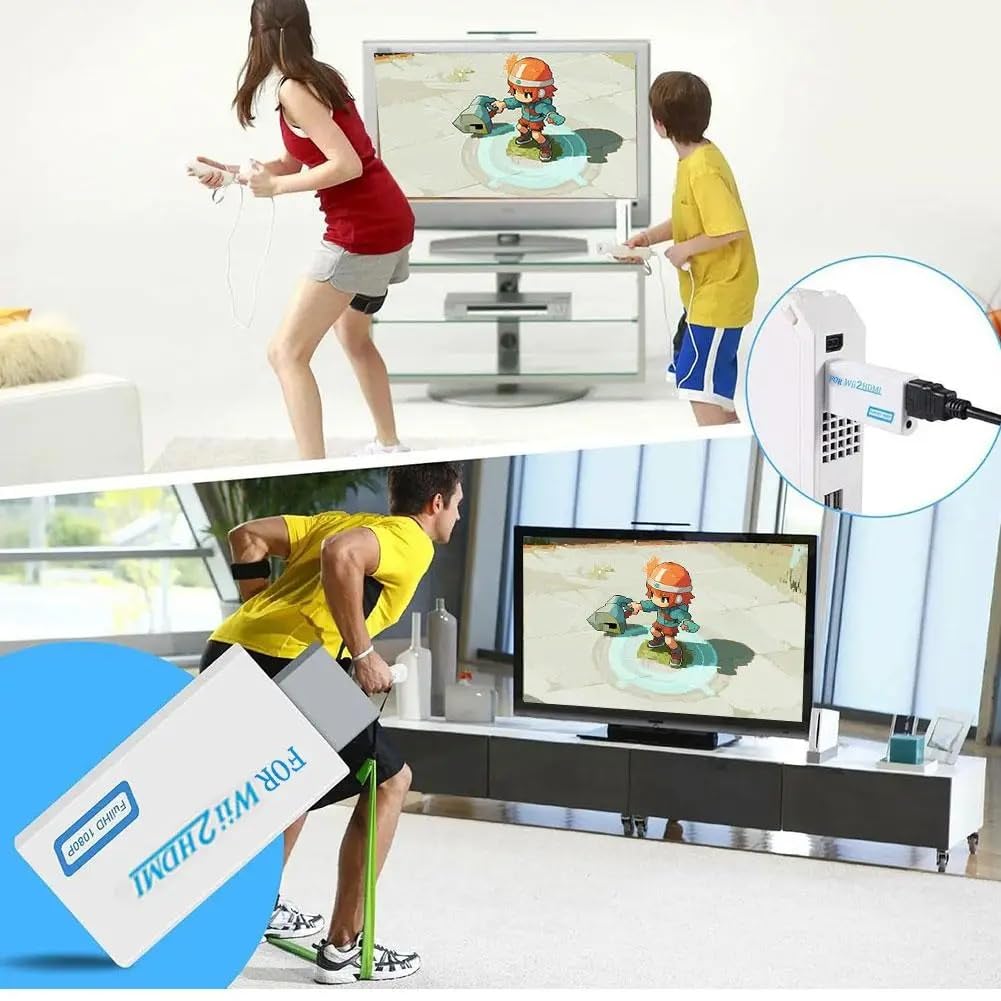 Wii HDMI adapter Video Wii na HDMI złącze konwertera 1080P/720P wejście i wyjście wideo i audio 3,5 mm HD konwerter HDTV obsługuje wszystkie tryby wyświetlania NTSC 480i 480p PAL 576i 720p