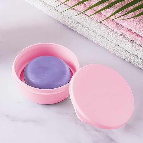 Miniatura 5 de Paquete de 2 jaboneras redondas portátiles, contenedor de plástico para jabón con tapa, a prueba de fugas, para drenaje, caja de jabón, contenedor