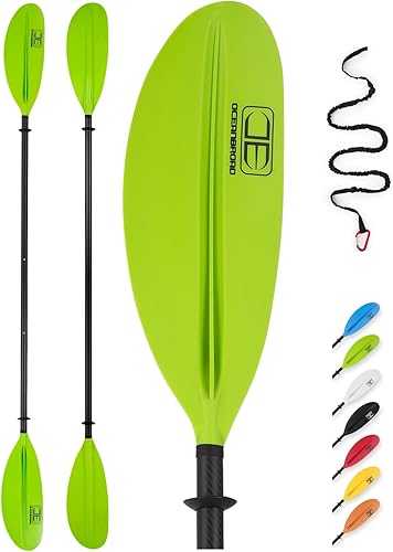 Vista 15 de OCEANBROAD Adjustable Carbon Fiber Kayak Paddle 86in/220cm to 94in/240cm Kayaking Oar for Adults with Paddle Leash 1 Paddle