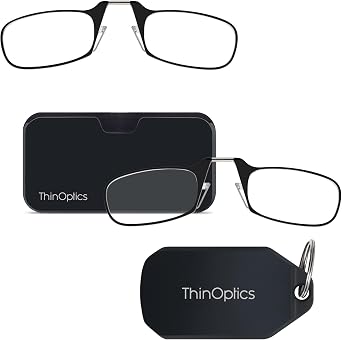Always With You by ThinOptics Best Sellers Bundle - Armless On-Nose Reading Glasses with Case for Phone & Keychain Case