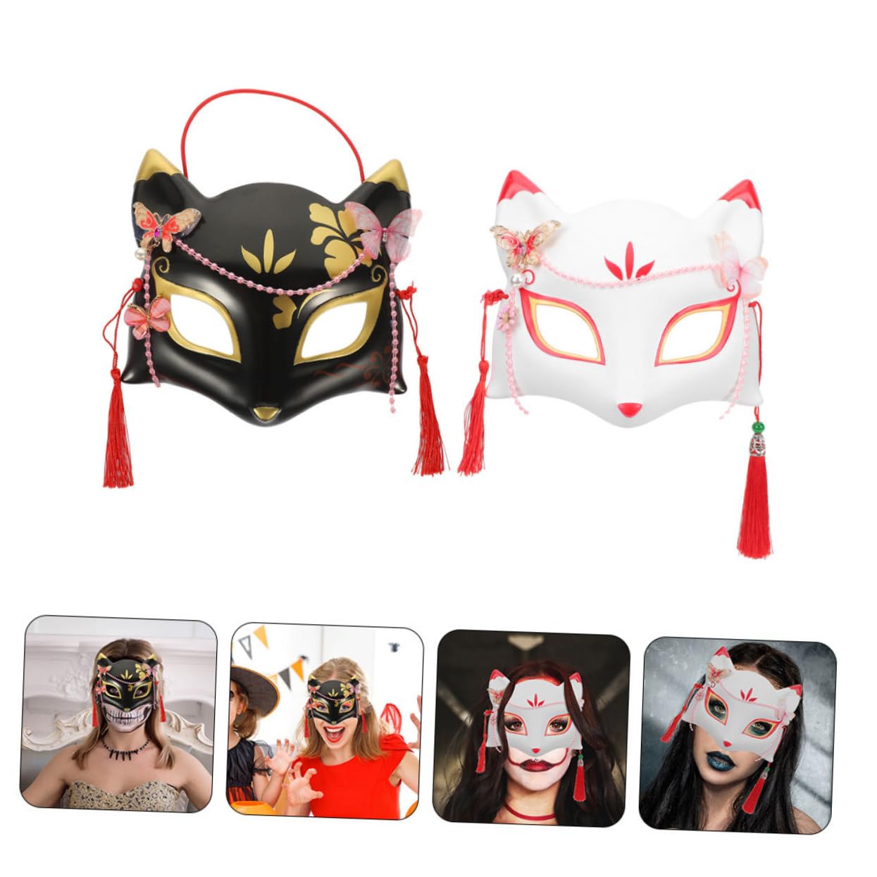 Healeved 10 Pezzi Maschera Fox per Cosplay e Halloween Maschera Decorativa per e Mascherate Facile Indossare con Accessorio per Compleanno e