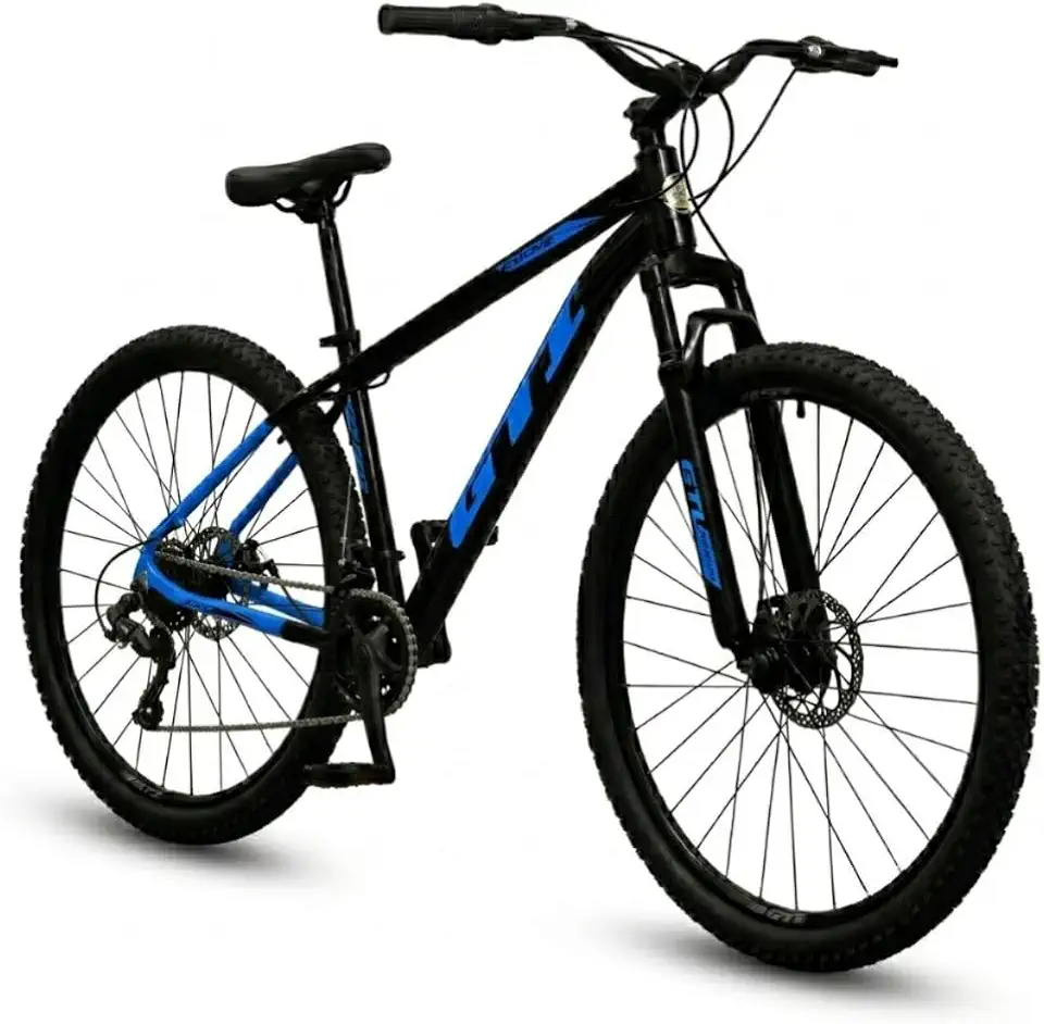Bicicleta Aro 29 Modelo GTI Roma 21V Marchas Alumínio Tamanho 17 Freio Disco Suspensão MTB Cabeamento Interno