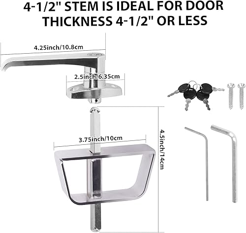 Miniatura 2 de BTEOBFY - Juego de cerradura de puerta de cobertizo con mango en L con 4 llaves, vástago de almacenamiento de 4-12 pulgadas, juego de cerraduras