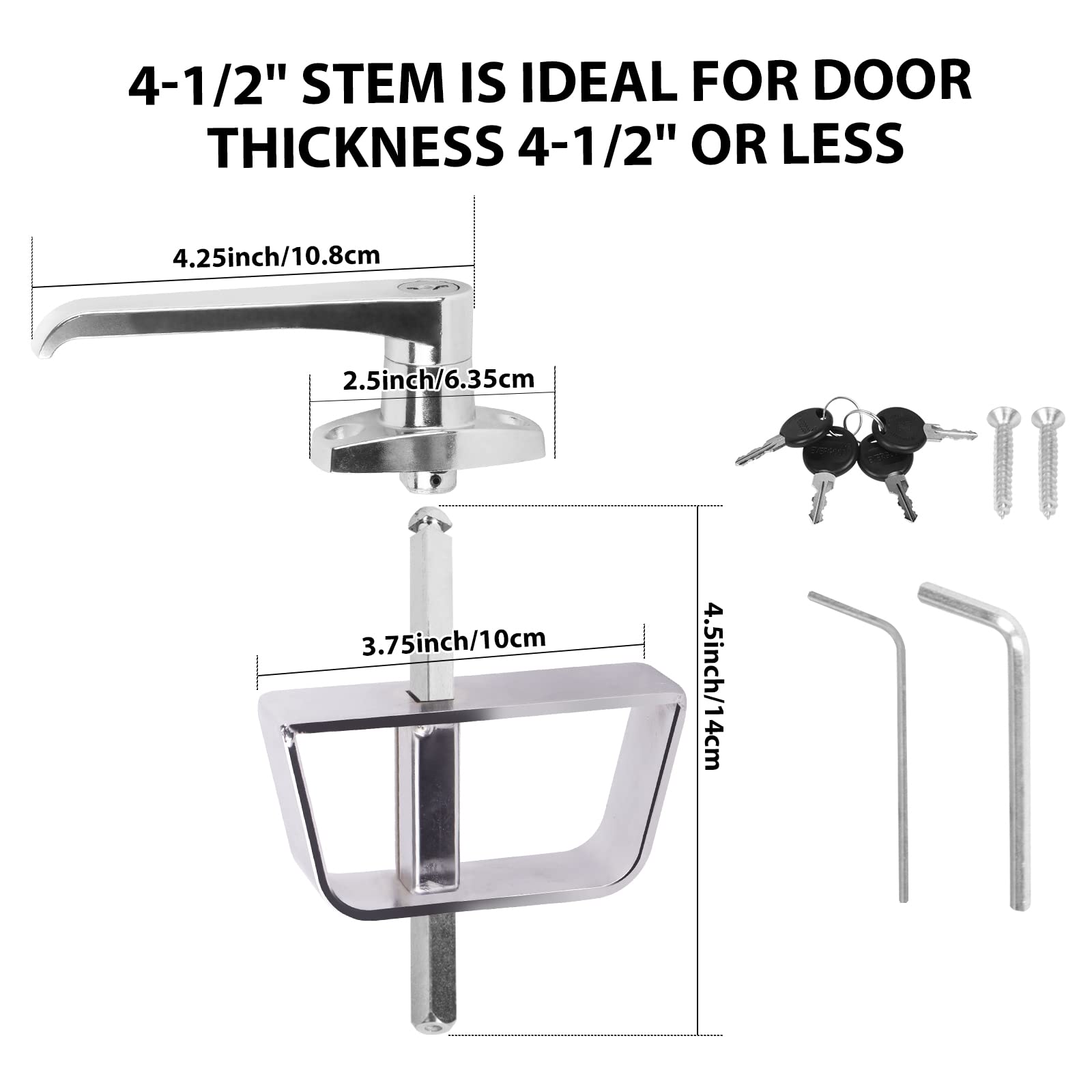 Shed Door Latch L-Handle Lock Kit With 4 Keys – Adjustable For Barns, Playhouses, Chicken Coops