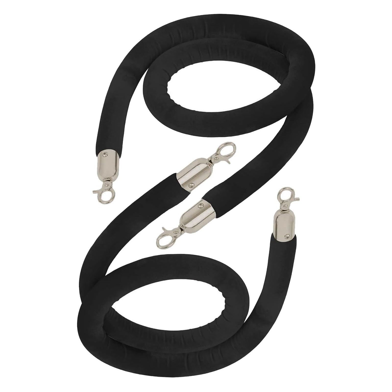 Barrier Rope, Velvet Crowd Control Rope with Clasps, for Queue Divider(Black,7ft/215cm)