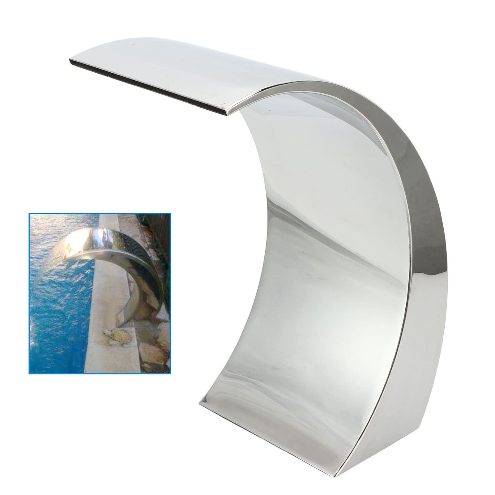 Boquilla para Fuente de Cascada para Piscina, Salida de Agua con Gancho de de Acero Inoxidable 304, Rosca Hembra G1 1 2, 40 X 20 X 12,5 Cm para Piscinas, Spa, Piscinas, Jardines