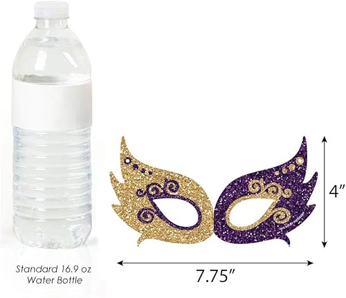 Miniatura 5 de Big Dot of Happiness Máscaras y gafas de Mardi Gras, kit de accesorios para cabina de fotos para fiesta de máscaras, 10 unidades