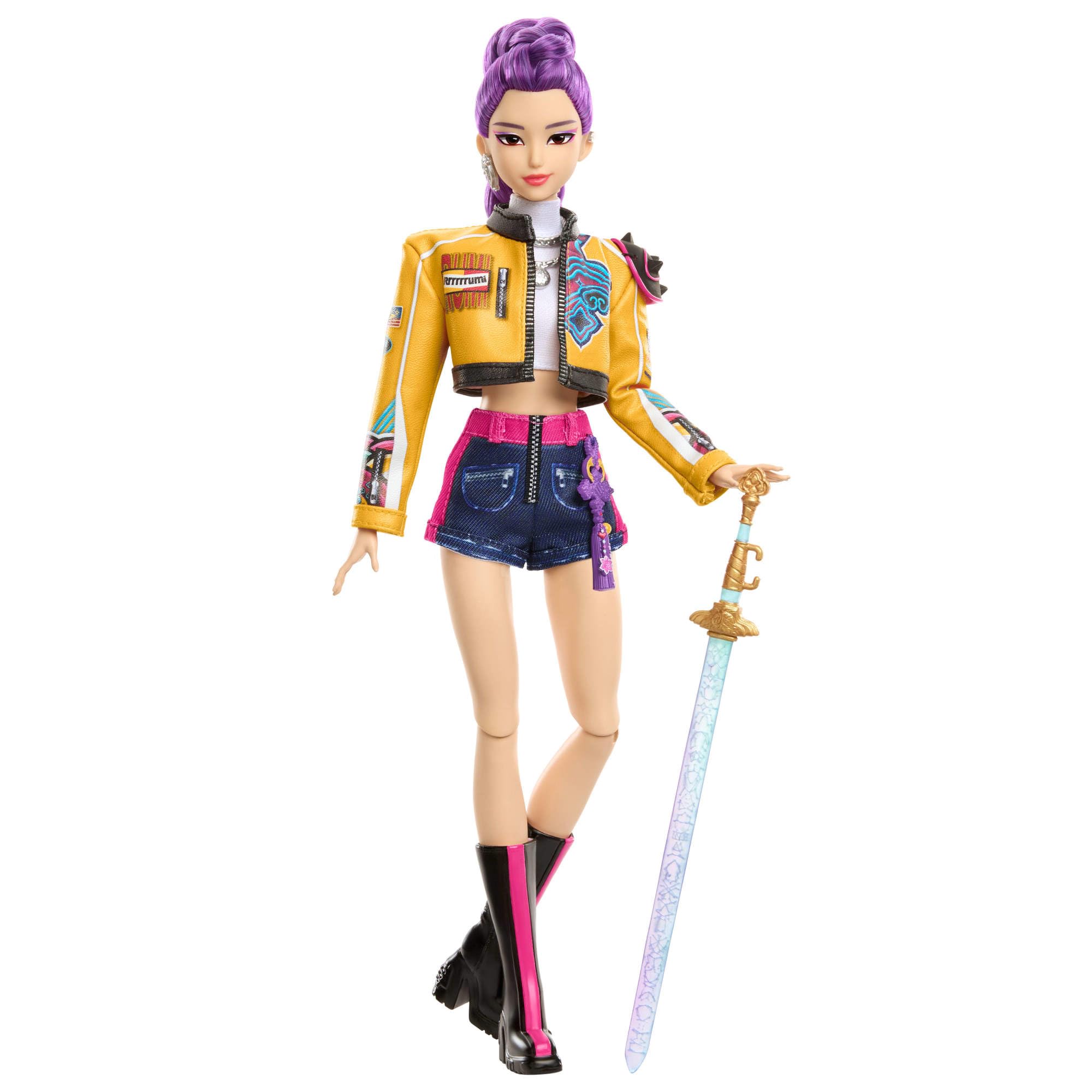 Mattel KPop Demon Hunters HUNTR/X Rumi-Modepuppe Bühnenoutfit Schwert-Zubehör JRN35
