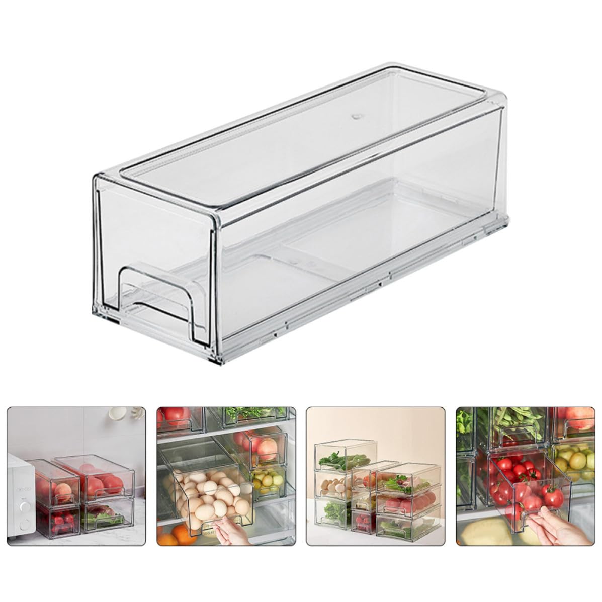 SUPVOX Caja de Almacenamiento de Pet Gran Capacidad para Refrigerador Organizador Transparente y Sellado Hermético para Frutas y Verduras en Encimera o Despensa