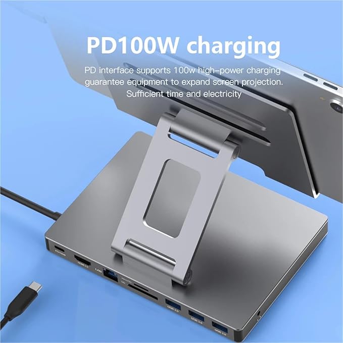 Hub USB C 8 en 1 para Laptop, 4K 60Hz, PD 100W, USB 3.0, RJ45 miniatura 5