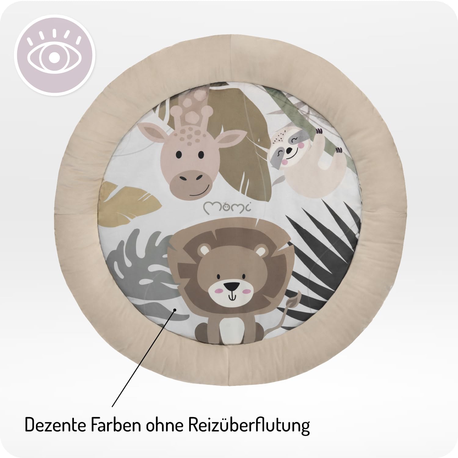 MoMi LUANI Spielset – Spielbogen mit Krabbeldecke, Ø 72 cm innen, mit 10 cm Umrandung, 6 Spielzeuge