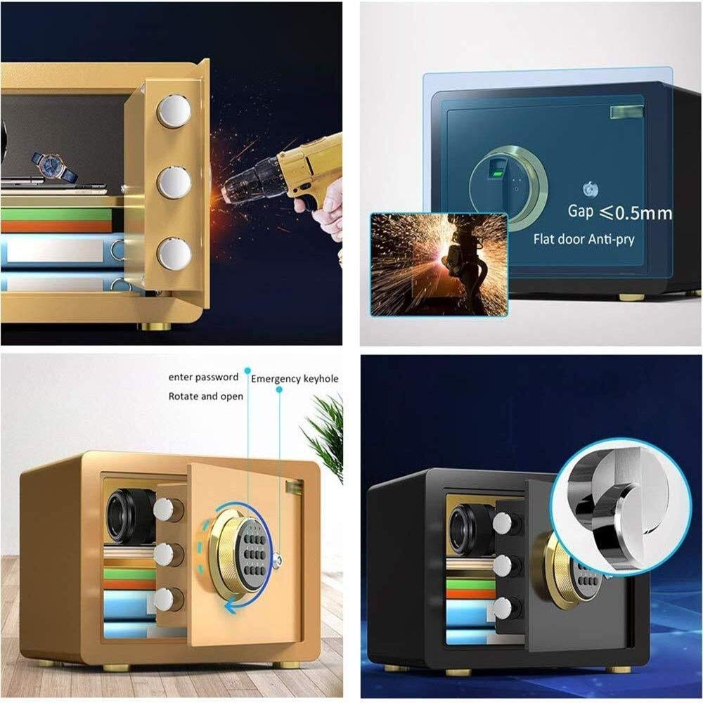 RLKHXBS Safe, Password is On Small Portable Anti-Theft Safes with Dual Intelligent Alarm System 25CM Coffer,Black Key Box